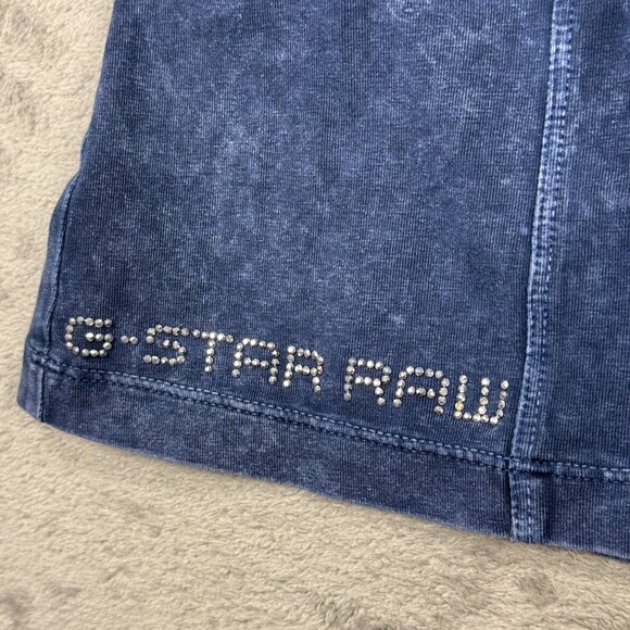 RARE G-Star Raw Womens Rhinestone Western Denim Stone Wash Polo Shirt Y2K Ombre - Picture 5 of 10